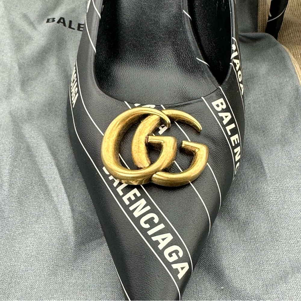 RARE! Sale! Gucci x Balenciaga Leather Heels NEW IN BOX WITH SHOE BAGS - Picture 4 of 12